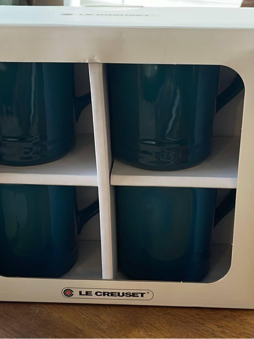 Le Creuset Deep Teal Stoneware Mugs - Set of 4